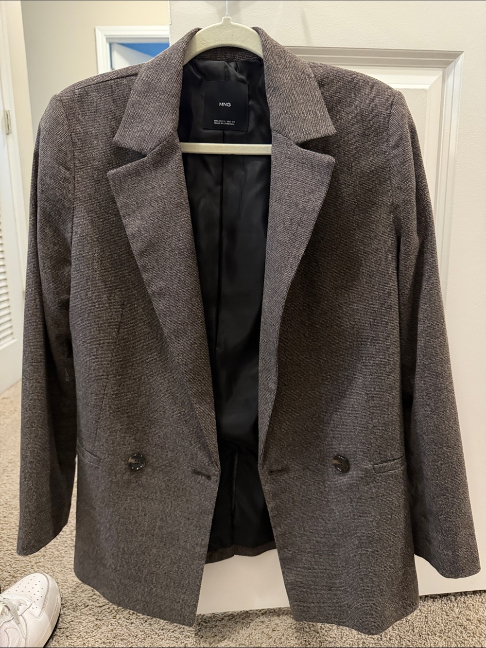 Mango Women's Charcoal Brown Tailored Blazer